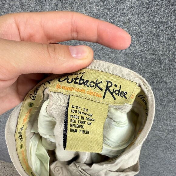 Outback Rider Dress Pants Men 34 Beige Mid Rise Pleated Straight Rayon Pockets - Picture 6 of 7